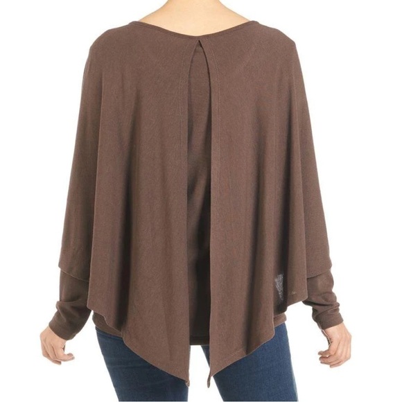Coco + Carmen Layering Poncho in Chocolate Brown - Picture 1 of 5